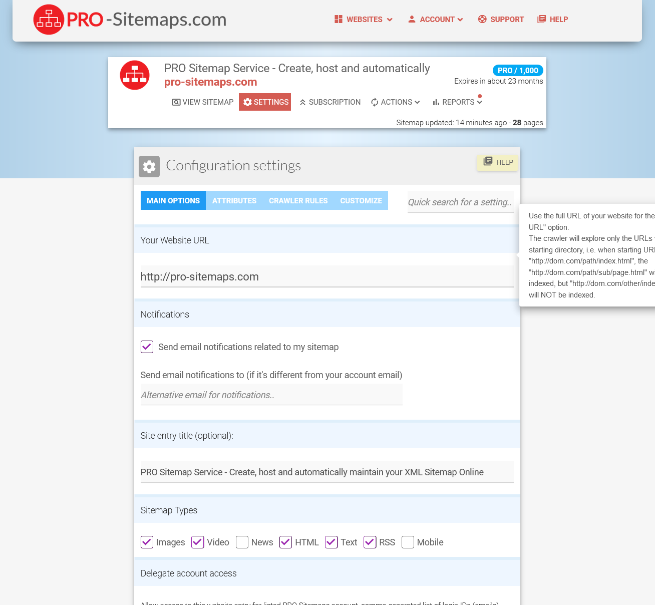 Configuration Page