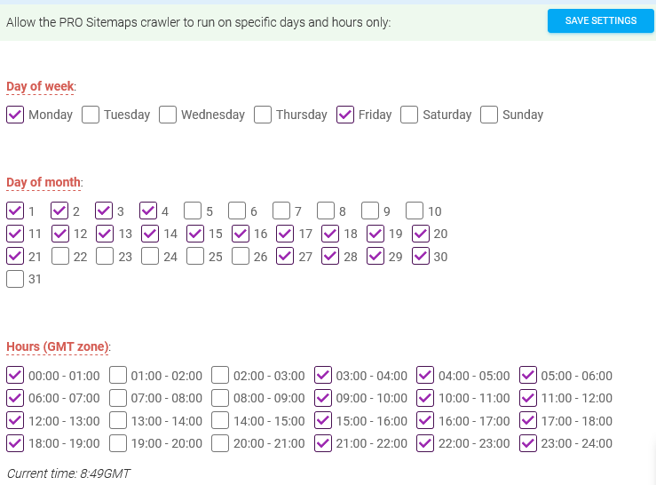 Crawling Schedule