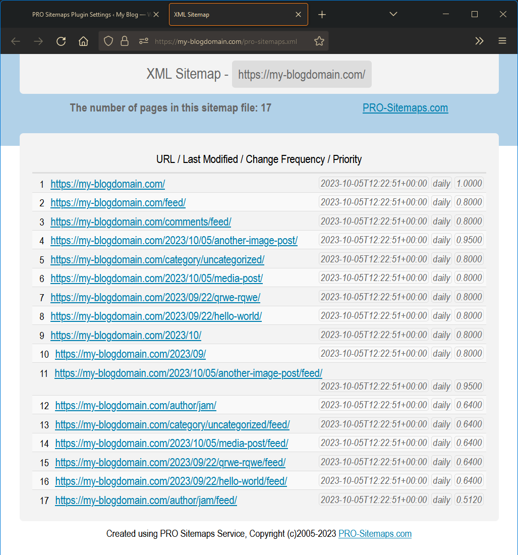 Sitemap on your domain